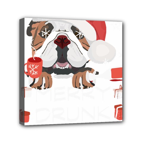 English Bulldog T- Shirt English Bulldog Merry Christmas T- Shirt (8) Mini Canvas 6  X 6  (stretched) by ZUXUMI