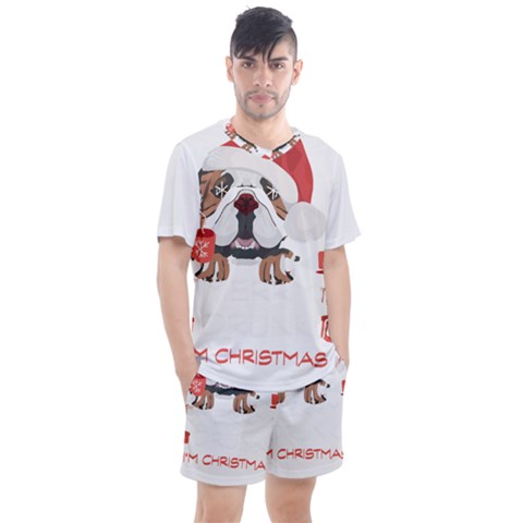 English Bulldog T- Shirt English Bulldog Merry Christmas T- Shirt (8) Men s Mesh T-shirt And Shorts Set by ZUXUMI
