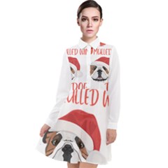 English Bulldog T- Shirt English Bulldog Mulled Wine Christmas T- Shirt Long Sleeve Chiffon Shirt Dress by ZUXUMI