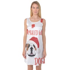 English Bulldog T- Shirt English Bulldog Mulled Wine Christmas T- Shirt Sleeveless Satin Nightdress by ZUXUMI