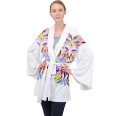 Owl T-shirtowl Color Full For Light Color T-shirt T-shirt Long Sleeve Velvet Kimono  by EnriqueJohnson
