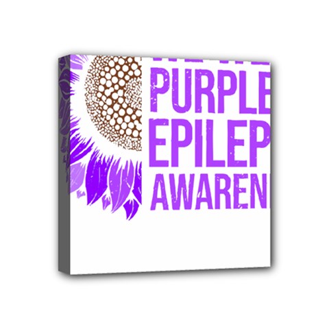 Epilepsy Awareness T- Shirt Epilepsy Awareness Sunflower In November We Wear Purple T- Shirt Mini Canvas 4  X 4  (stretched)