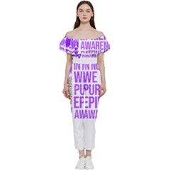 Epilepsy Awareness T- Shirt Epilepsy Awareness Sunflower In November We Wear Purple T- Shirt Bardot Ruffle Jumpsuit by ZUXUMI