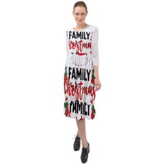 Family Christmas T- Shirt Family Christmas 2022 T- Shirt Ruffle End Midi Chiffon Dress by ZUXUMI