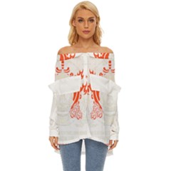 Live On Music Monsula Off Shoulder Chiffon Pocket Shirt by MusicOn