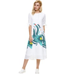 Peacock T-shirtsteal Your Heart Peacock 66 T-shirt Bow Sleeve Chiffon Midi Dress