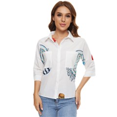 Peacock T-shirtsteal Your Heart Peacock 75 T-shirt Women s Quarter Sleeve Pocket Shirt