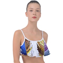 Feathers Design T- Shirtfeathers T- Shirt Frill Bikini Top