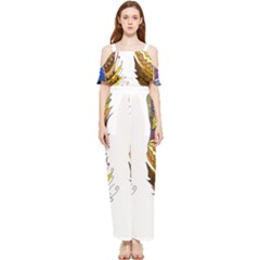 Feathers Design T- Shirtfeathers T- Shirt Draped Sleeveless Chiffon Jumpsuit