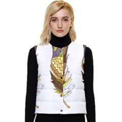 Feathers Design T- Shirtfeathers T- Shirt Women s Button Up Puffer Vest
