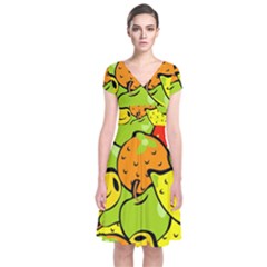 Fruit Food Wallpaper Short Sleeve Front Wrap Dress