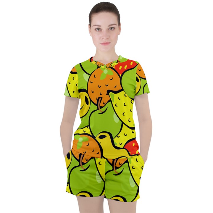 Fruit Food Wallpaper Women s T-Shirt and Shorts Set