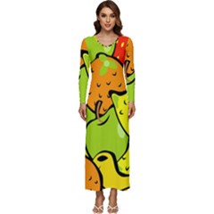 Fruit Food Wallpaper Long Sleeve Longline Maxi Dress by Dutashop