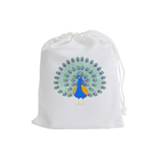 Peacock T-shirtwhite Look Calm Peacock 28 T-shirt (1) Drawstring Pouch (large)