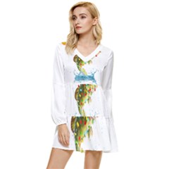 Fishing T- Shirt Fishing Christmas T- Shirt Tiered Long Sleeve Mini Dress by ZUXUMI