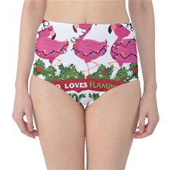 Flamingo T- Shirt Just A Girl Who Loves Flamingos And Christmas T- Shirt (1) Classic High-waist Bikini Bottoms by ZUXUMI