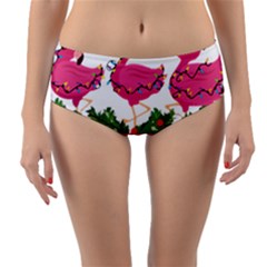 Flamingo T- Shirt Just A Girl Who Loves Flamingos And Christmas T- Shirt (1) Reversible Mid-waist Bikini Bottoms by ZUXUMI