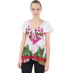 Flamingo T- Shirt Just A Girl Who Loves Flamingos And Christmas T- Shirt Lace Front Dolly Top by ZUXUMI