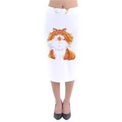 Persian Cat T-shirtwhite Look Calm Persian Cat 06 T-shirt (1) Velvet Midi Pencil Skirt by EnriqueJohnson