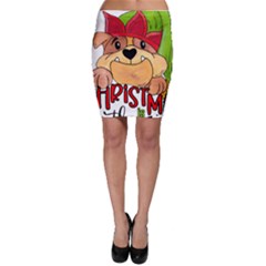 Bulldog T- Shirt Bulldog In Elf Hat T- Shirt Bodycon Skirt by JamesGoode