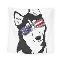 Fourth Of July T- Shirt Patriotic Husky T- Shirt Square Tapestry (small) by ZUXUMI