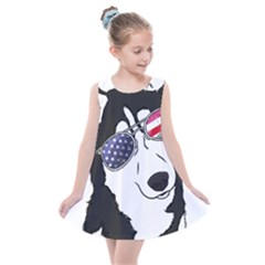 Fourth Of July T- Shirt Patriotic Husky T- Shirt Kids  Summer Dress by ZUXUMI