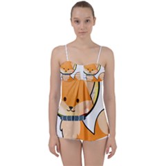 Fox T- Shirt Kawaii Astronaut Fox T- Shirt Babydoll Tankini Top by ZUXUMI