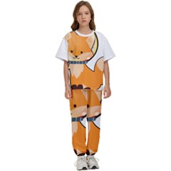 Fox T- Shirt Kawaii Astronaut Fox T- Shirt Kids  T-shirt And Pants Sports Set by ZUXUMI