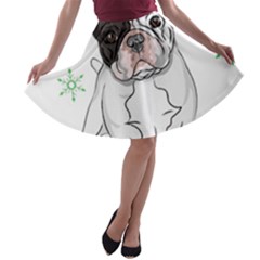 French Bulldog Christmas T- Shirt Christmas Santa Frenchie T- Shirt A-line Skater Skirt by ZUXUMI