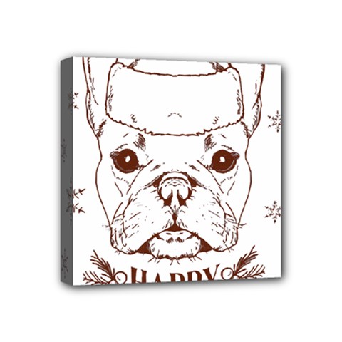 French Bulldog Christmas T- Shirt Happy Christmas Santa Frenchie T- Shirt Mini Canvas 4  X 4  (stretched)