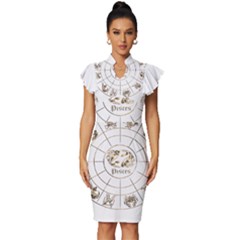 Pisces T-shirtpisces Gold Edition - 12 Zodiac In 1 T-shirt Vintage Frill Sleeve V-neck Bodycon Dress