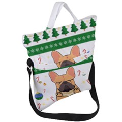 French Bulldog T- Shirt Cute French Bulldog Christmas T- Shirt Fold Over Handle Tote Bag by ZUXUMI