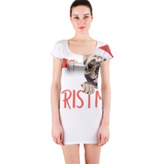 French Bulldog T- Shirt French Bulldog Merry Christmas T- Shirt (2) Short Sleeve Bodycon Dress by ZUXUMI