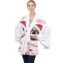 French Bulldog T- Shirt French Bulldog Merry Christmas T- Shirt Long Sleeve Velvet Kimono  by ZUXUMI