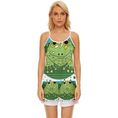 Frog Lovers Gift T- Shirtfrog T- Shirt Satin Pajama Short Set by ZUXUMI