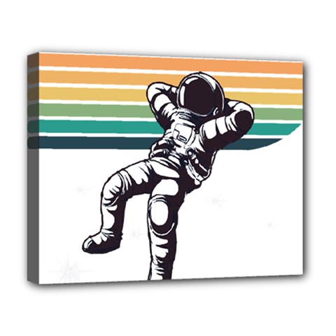 Funny Astronaut In Space T- Shirt Astronaut Relaxing In The Stars T- Shirt Deluxe Canvas 20  X 16  (stretched)