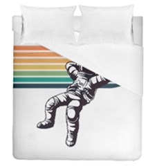 Funny Astronaut In Space T- Shirt Astronaut Relaxing In The Stars T- Shirt Duvet Cover Double Side (queen Size) by ZUXUMI