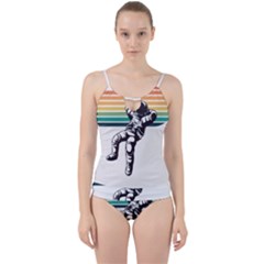 Funny Astronaut In Space T- Shirt Astronaut Relaxing In The Stars T- Shirt Cut Out Top Tankini Set