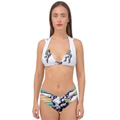 Funny Astronaut In Space T- Shirt Astronaut Relaxing In The Stars T- Shirt Double Strap Halter Bikini Set