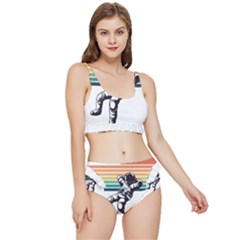 Funny Astronaut In Space T- Shirt Astronaut Relaxing In The Stars T- Shirt Frilly Bikini Set