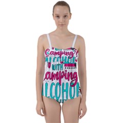 Funny Camping Sayings T- Shirt You Know What Rhymes With Camping  Alcohol T- Shirt Twist Front Tankini Set