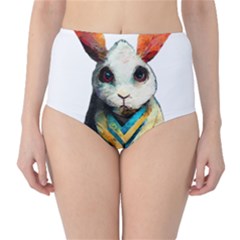 Rabbit T-shirtrabbit Watercolor Painting #rabbit T-shirt (2) Classic High-Waist Bikini Bottoms