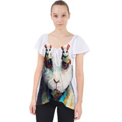 Rabbit T-shirtrabbit Watercolor Painting #rabbit T-shirt (2) Lace Front Dolly Top by EnriqueJohnson