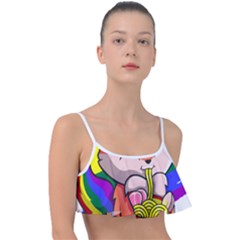 Gay Pride T- Shirt Gay Pride Kawaii Fox Ramen Noodles Rainbow Flag T- Shirt Frill Bikini Top