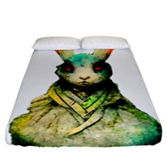 Rabbit T-shirtrabbit Watercolor Painting #rabbit T-shirt (5) Fitted Sheet (california King Size) by EnriqueJohnson