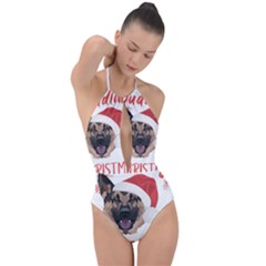 German Shepherd T- Shirt German Shepherd Merry Christmas T- Shirt (2) Plunge Cut Halter Swimsuit by ZUXUMI