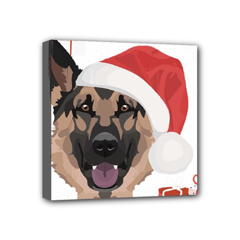 German Shepherd T- Shirt German Shepherd Merry Christmas T- Shirt (4) Mini Canvas 4  x 4  (Stretched)