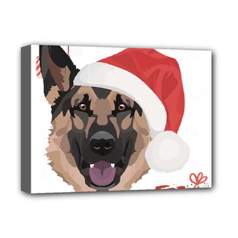 German Shepherd T- Shirt German Shepherd Merry Christmas T- Shirt (4) Deluxe Canvas 16  x 12  (Stretched) 