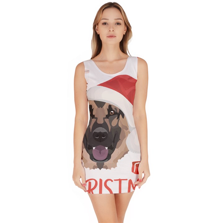 German Shepherd T- Shirt German Shepherd Merry Christmas T- Shirt (4) Bodycon Dress