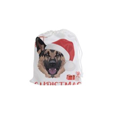 German Shepherd T- Shirt German Shepherd Merry Christmas T- Shirt (4) Drawstring Pouch (Small)